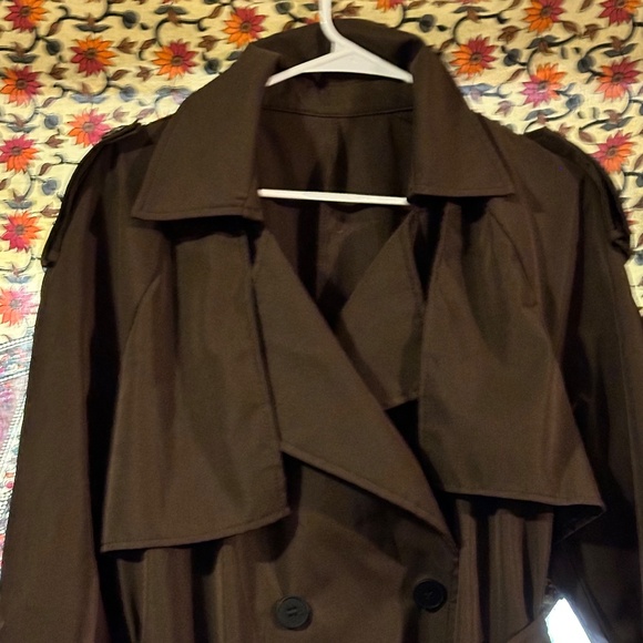 Long Polyester Chocolate Brown Fall Coat Size Large - Picture 2 of 6